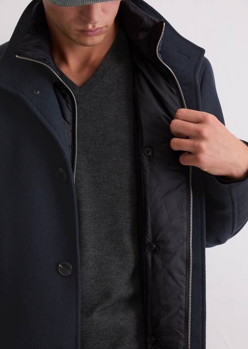 Wool coat Dark Navy in detail view