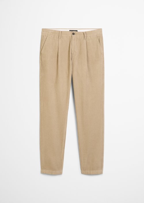 Corduroy trousers model Osby pleats tapered — Jonesboro Cream