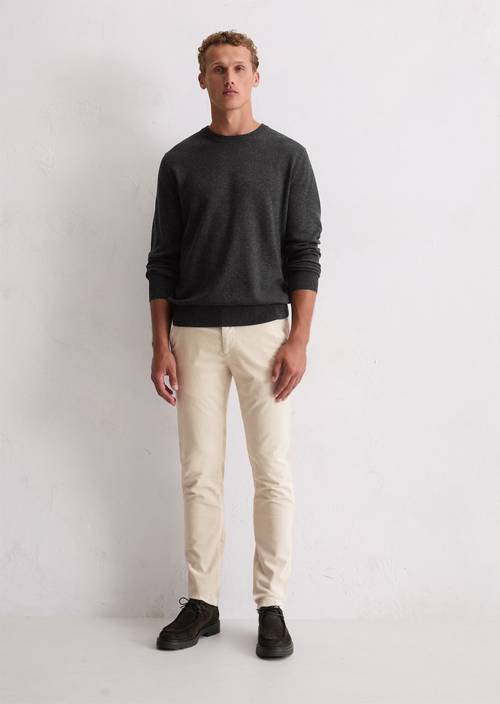 Cordbroek, model Stig, in jogger-stijl Grey Silk in vooraanzicht