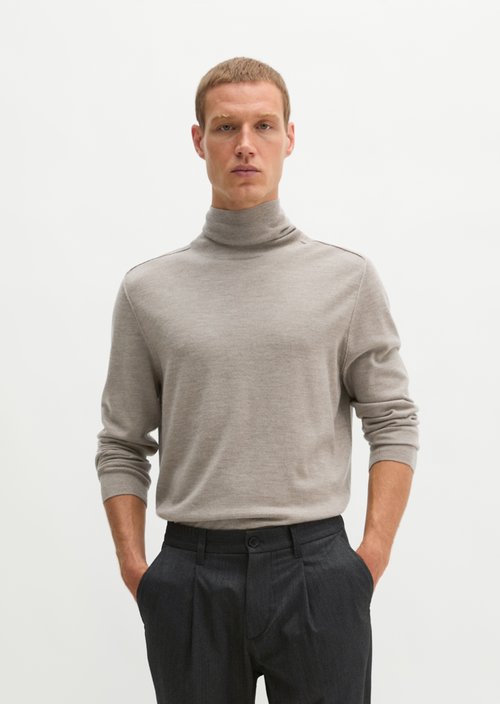 Regular turtleneck sweater — Dark Beige Melange
