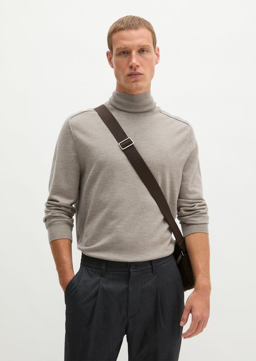 Regular turtleneck sweater — Dark Beige Melange