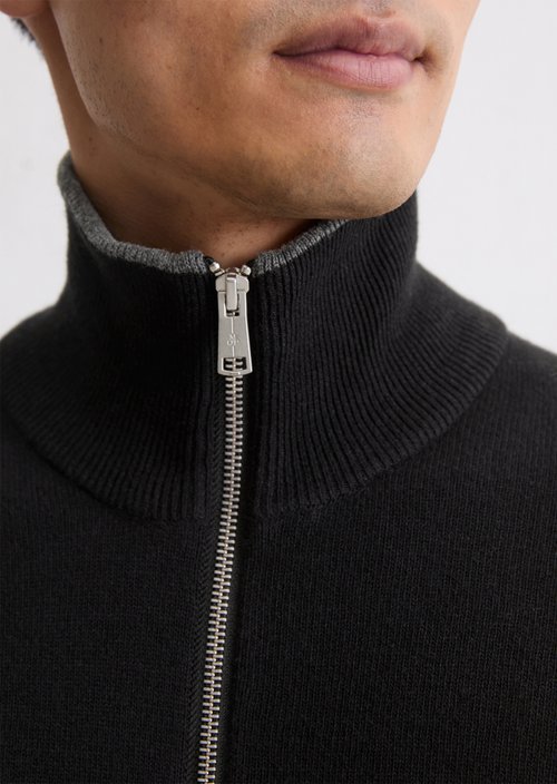 Zipper cardigan regular — Black