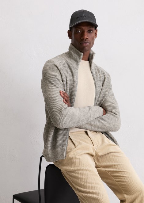 Marc O'Polo Zipper-Strickjacke regular, Herren, beige, Gr. s, 68% Baumwolle, 17% Schurwolle, 8% Polyamid, 7% Polyester