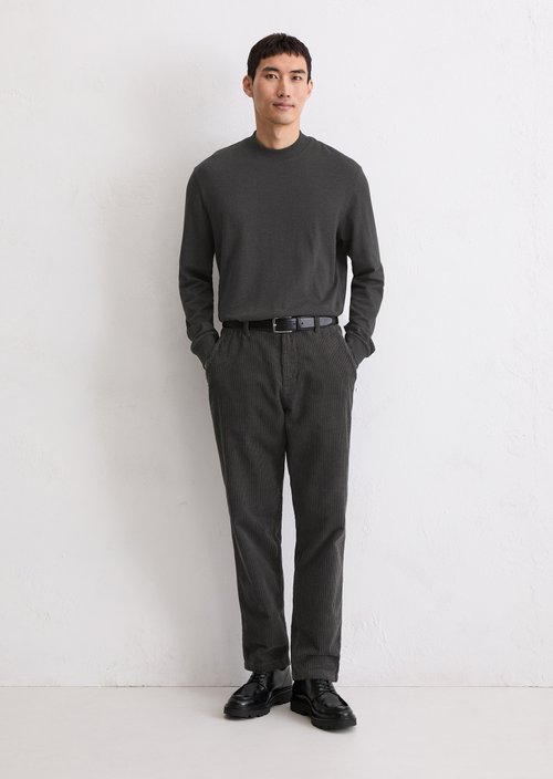 DfC stand-up collar longsleeve regular — Dark Grey Melange