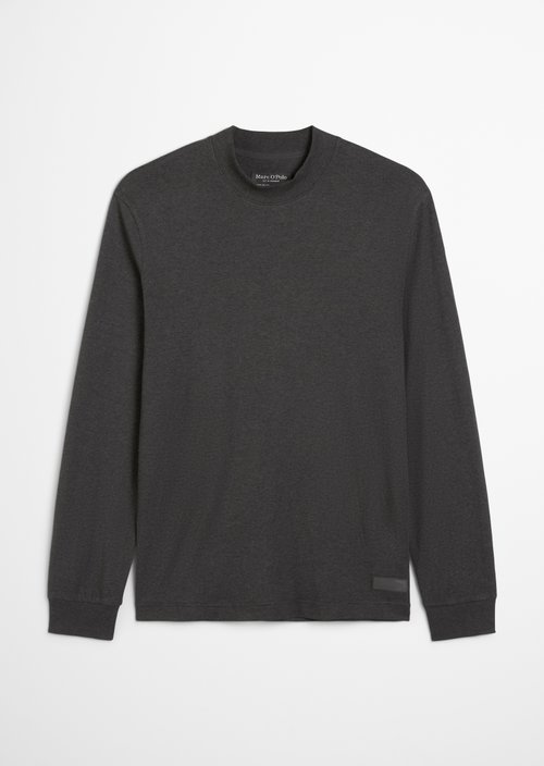 DfC stand-up collar longsleeve regular — Dark Grey Melange