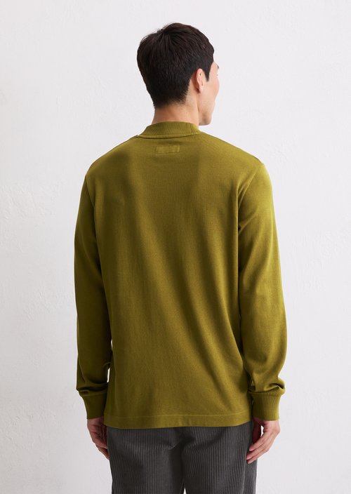 DfC stand-up collar longsleeve regular — Green Mustard