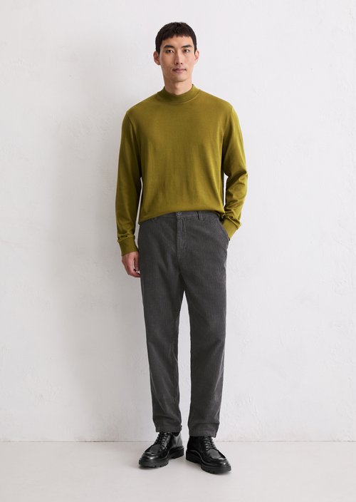 DfC stand-up collar longsleeve regular — Green Mustard