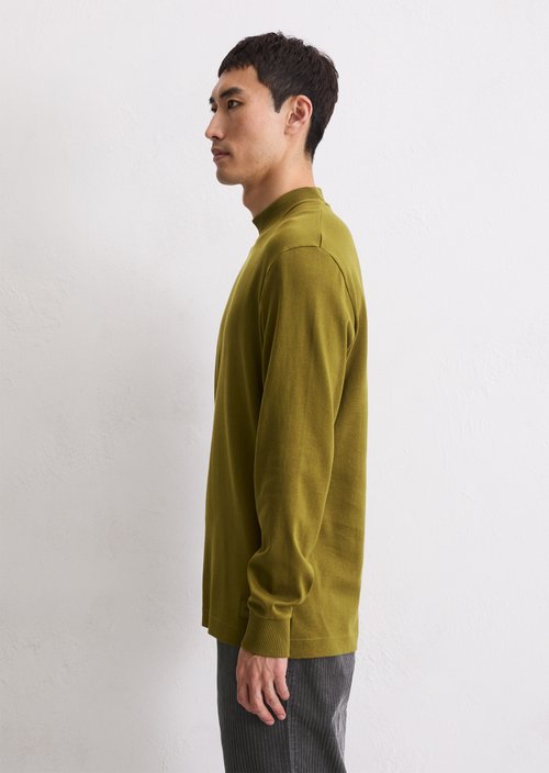 DfC stand-up collar longsleeve regular — Green Mustard