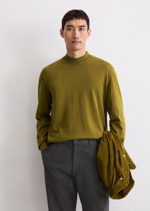 DfC stand-up collar longsleeve regular — Green Mustard