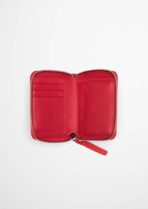 Zipper wallet medium Shiny Red shown opened