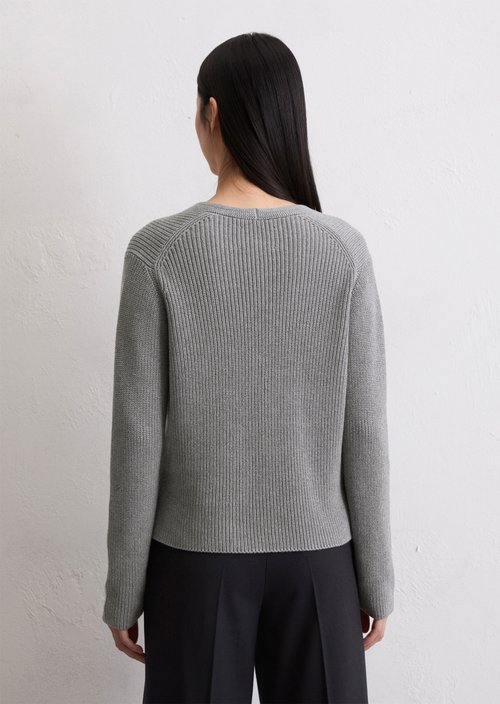 V-neck cardigan relaxed — Light Grey Melange