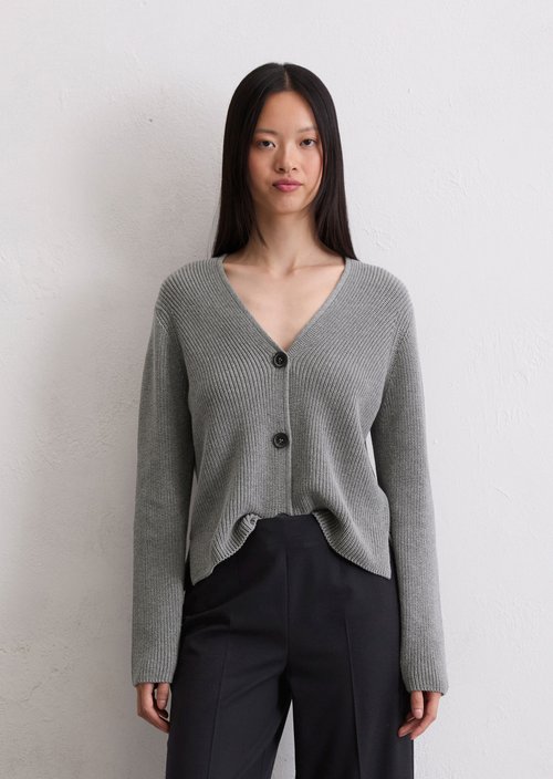 V-neck cardigan relaxed — Light Grey Melange
