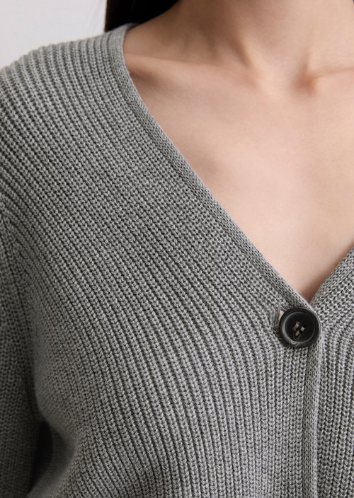 V-neck cardigan relaxed — Light Grey Melange