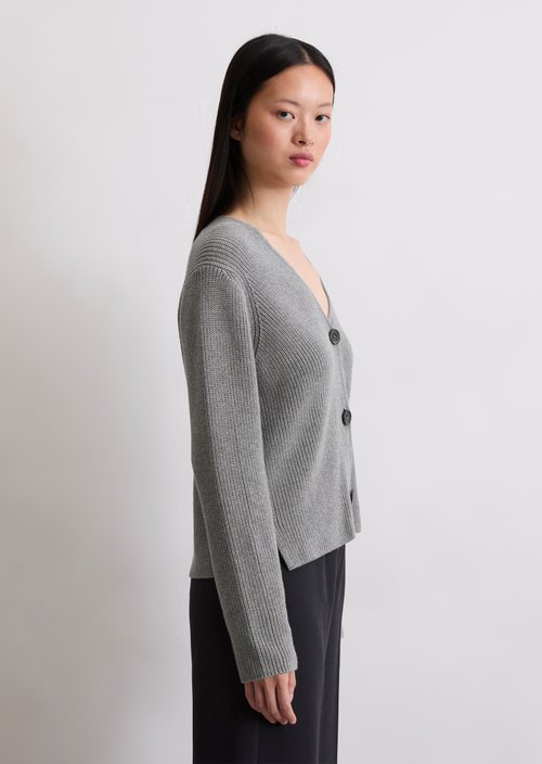 V-neck cardigan relaxed — Light Grey Melange