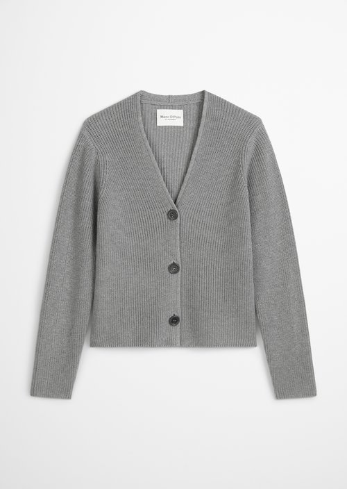 V-neck cardigan relaxed — Light Grey Melange