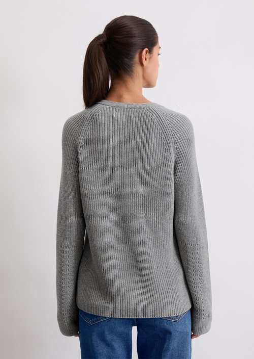 V-neck knitted sweater relaxed — Light Grey Melange