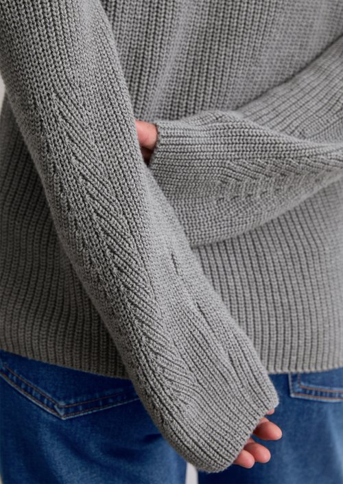 V-neck knitted sweater relaxed — Light Grey Melange