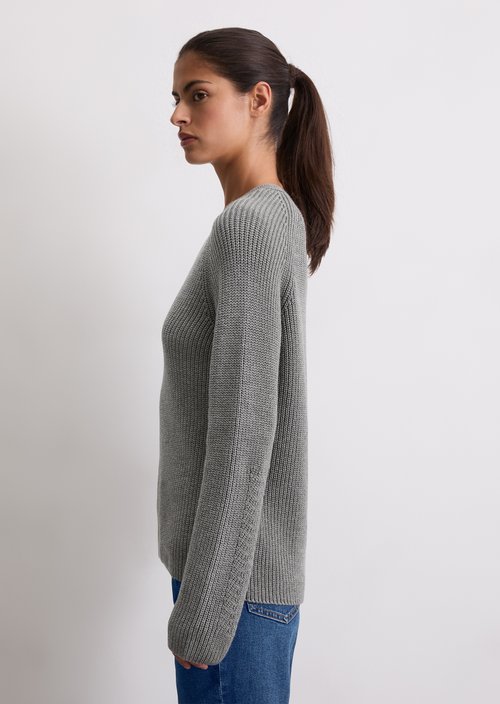 V-neck knitted sweater relaxed — Light Grey Melange