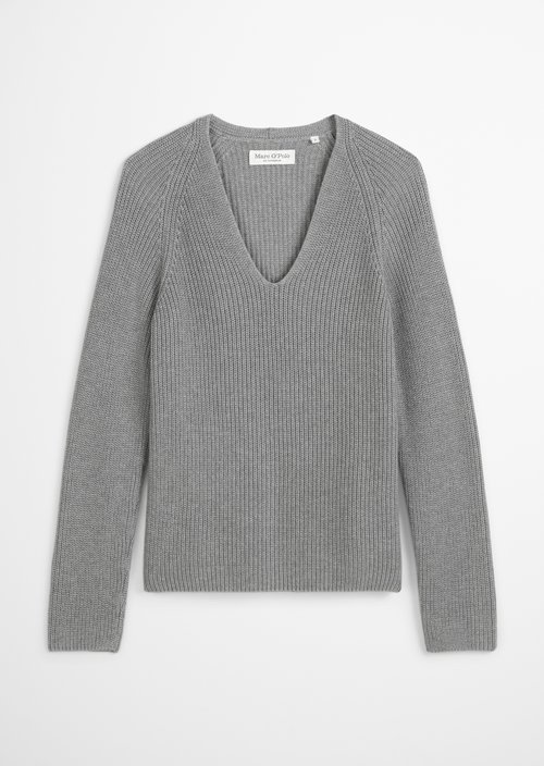 V-neck knitted sweater relaxed — Light Grey Melange