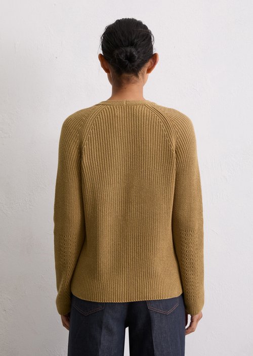 V-neck knitted sweater relaxed — Salted Caramel