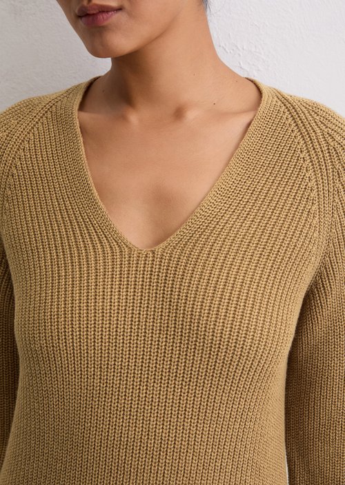 V-neck knitted sweater relaxed — Salted Caramel
