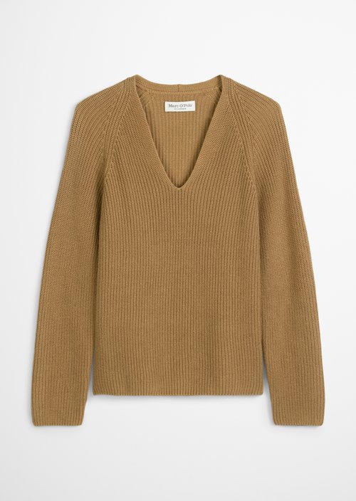 V-neck knitted sweater relaxed — Salted Caramel