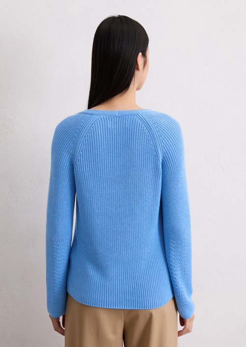 V-neck knitted sweater relaxed — Cloudless Blue