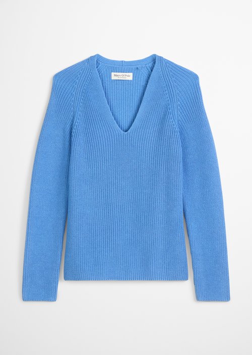V-neck knitted sweater relaxed — Cloudless Blue