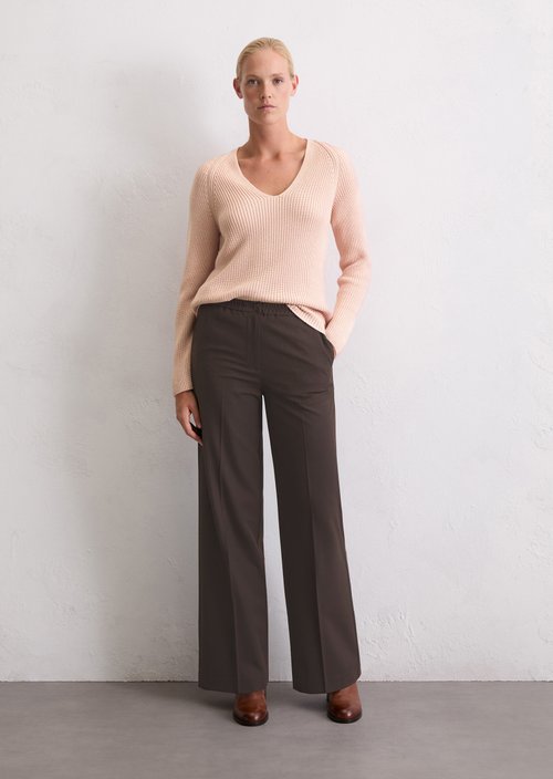 V-neck knitted sweater relaxed — Pastel Rose