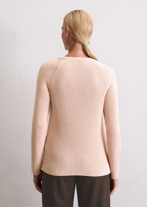 V-neck knitted sweater relaxed — Pastel Rose