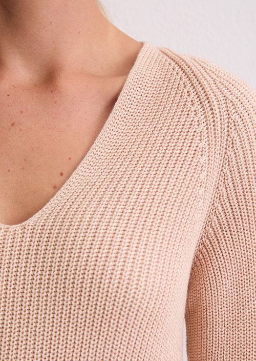 V-neck knitted sweater relaxed — Pastel Rose