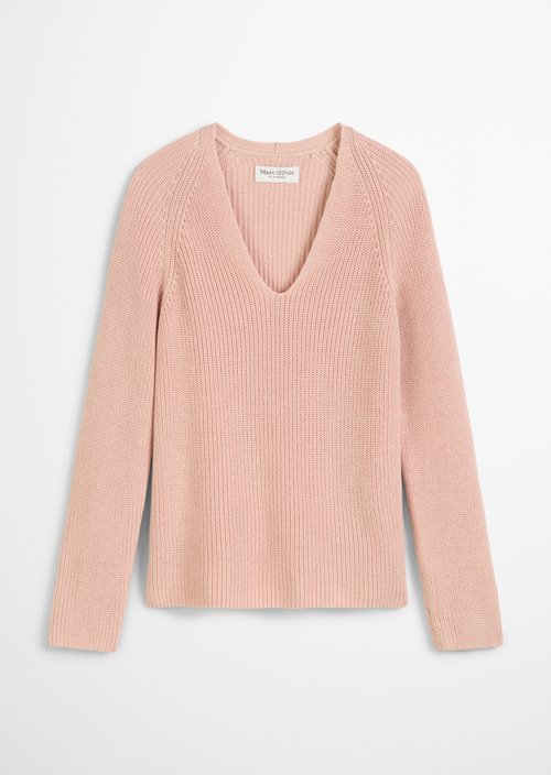 V-neck knitted sweater relaxed — Pastel Rose