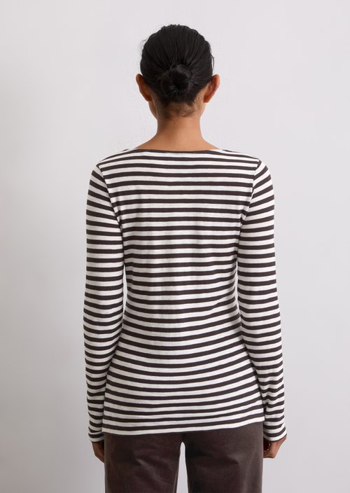 Striped longsleeve regular — Dark Brown
