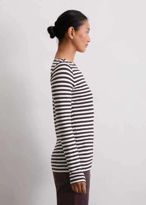 Striped longsleeve regular — Dark Brown