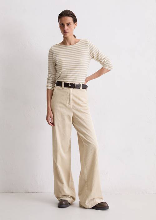 Gestreepte longsleeve regular Light Brown in vooraanzicht