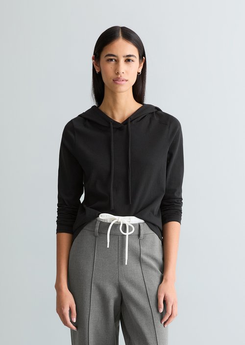 Hooded longsleeve relaxed — Black
