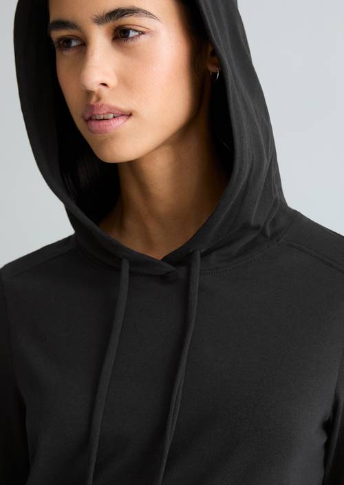 Kapuzen-Longsleeve relaxed Black in Detailansicht