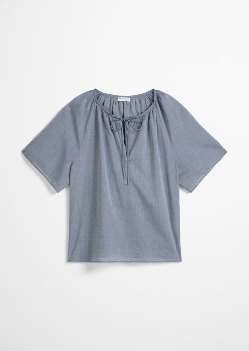 Relaxed short-sleeved blouse — Medium Blue Melange