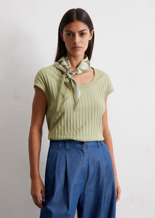 Pointelle T-shirt slim — Smooth Sage