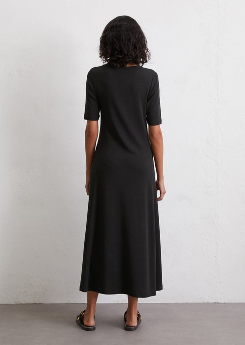 Long jersey dress flared — Black