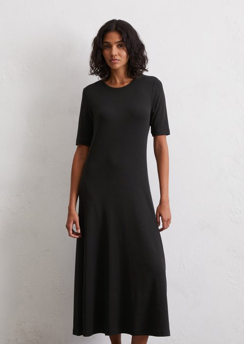 Long jersey dress flared — Black