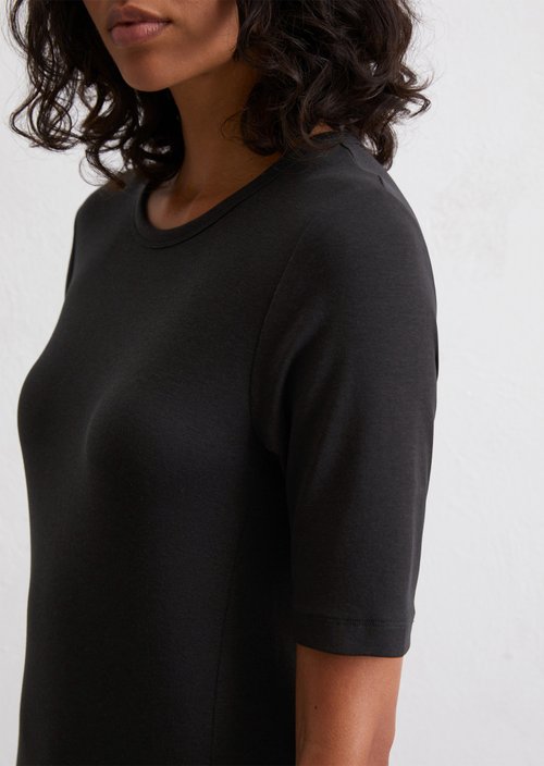 Long jersey dress flared — Black