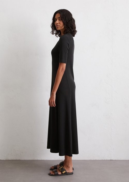 Long jersey dress flared — Black