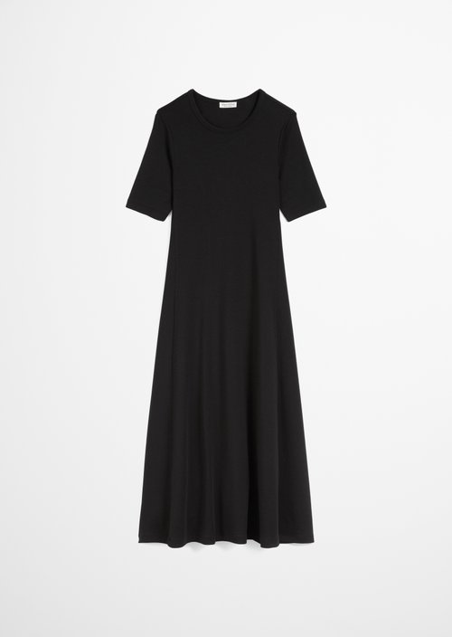 Long jersey dress flared — Black
