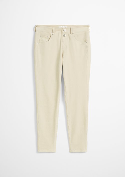 Fine corduroy pants model Theda boyfriend cropped — Light Oat