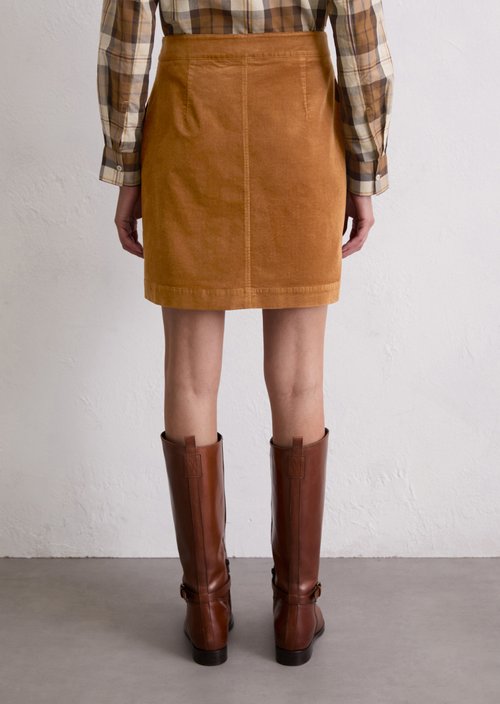 Corduroy mini skirt A-shape — Umbra Brown