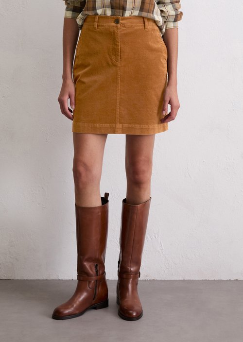 Corduroy mini skirt A-shape — Umbra Brown