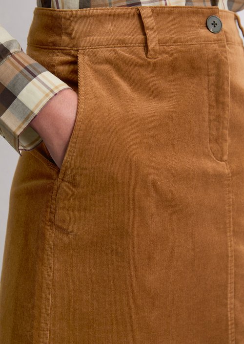 Corduroy mini skirt A-shape — Umbra Brown