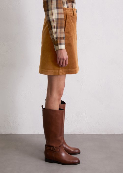Corduroy mini skirt A-shape — Umbra Brown