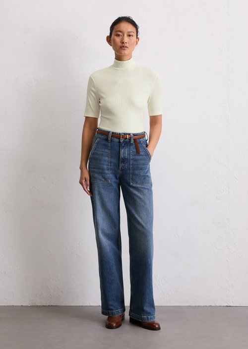 Turtleneck T-shirt slim — White Cotton